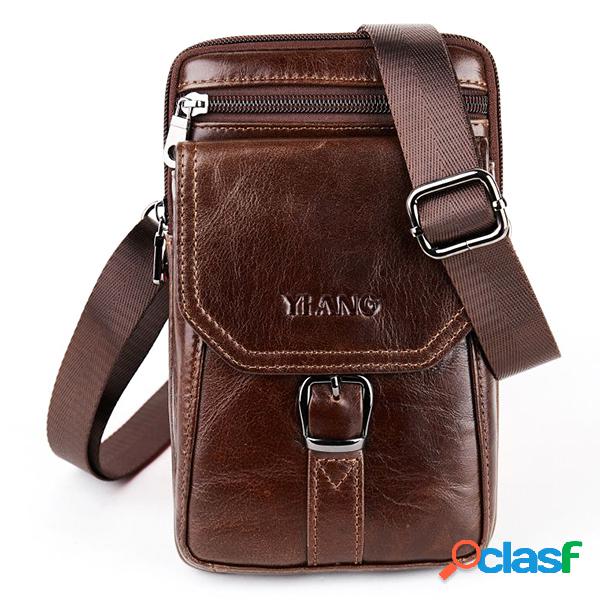 Bolsa Masculina de Capacidade Grande de Couro Genuíno