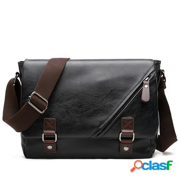 Bolsa de PU Transversal Formal Sólida Masculina