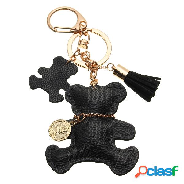 Bolsa de couro da borla do urso de couro