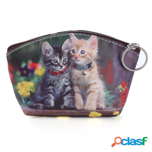 Bonito 3D Cachorro Padrão carteira Zipper para as mulheres