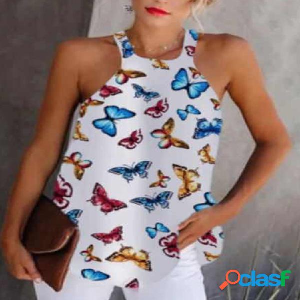 Borboletas Imprimir Halter Tops para mulheres