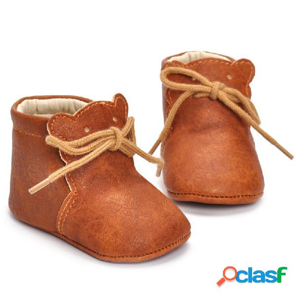 Botas de bebê de couro PU Soft Primeiro Walker Flats por