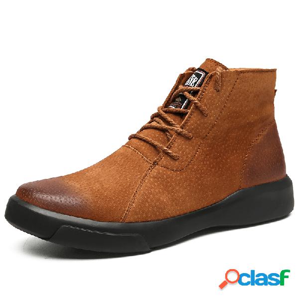 Botas de tornozelo de couro wearable forrado de estilo