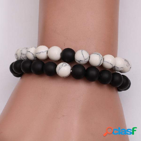 Bracelete frisado de pedra fosco do vintage 8mm pulseira de