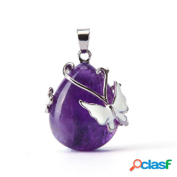 Cadeia Pingente de Borboleta de Cristal Natural Charme Cura