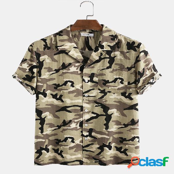 Camuflagem de algodão de 65% de homens impressa Camisa de