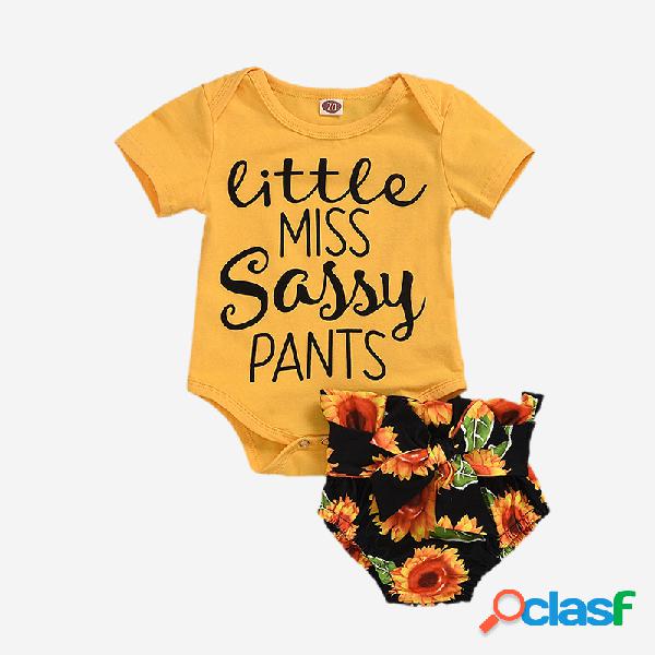 Carta de girassol bebê imprimir conjunto de roupas casuais