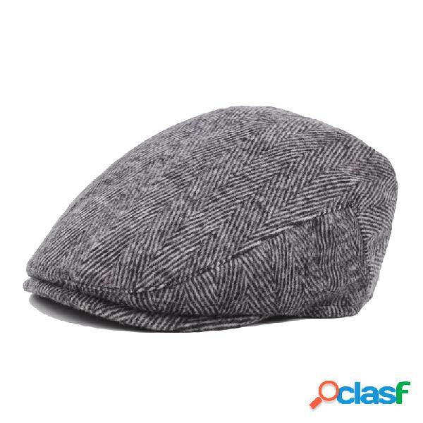Chapéu Listrado Impermeável Clássico Estilo Beret Retro