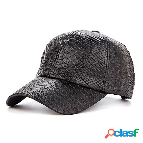 Chapéu de PU Boné Clássico Casual Outdoor com Aba Curva