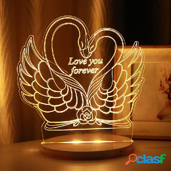 Cisne 3D LED Night Light USB Alimentado Controle de Toque de