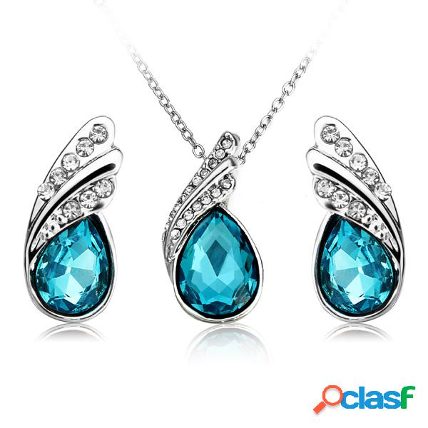Colar de água pingente de cristal conjunto de jóias