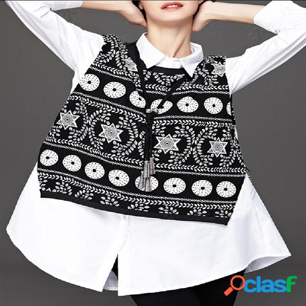 Colete estampado de duas peças Camisa