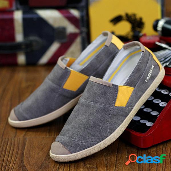 Color Mix Canvas Toe Protegendo Lazy Casual Slip On Flat