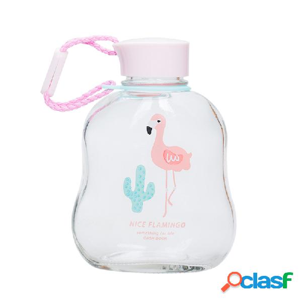 Copo portátil Adorável Flamingo Padrão Copo De Vidro
