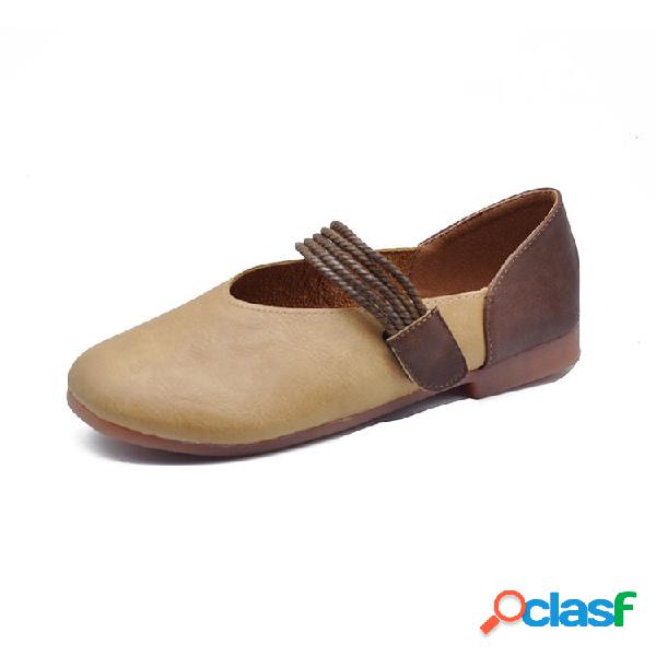 Costura Retro Confortável Gancho Loop Soft Sapatos Baixos