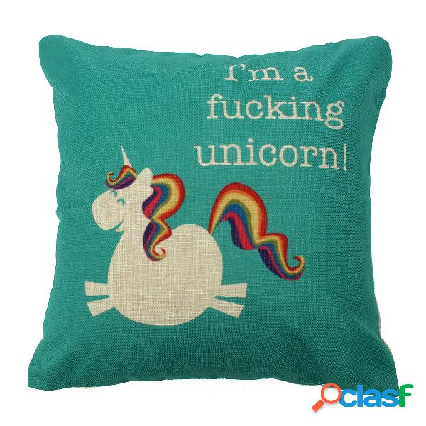 Cute Unicorn Horse Cotton Linho Cobertura Cobertura Throw