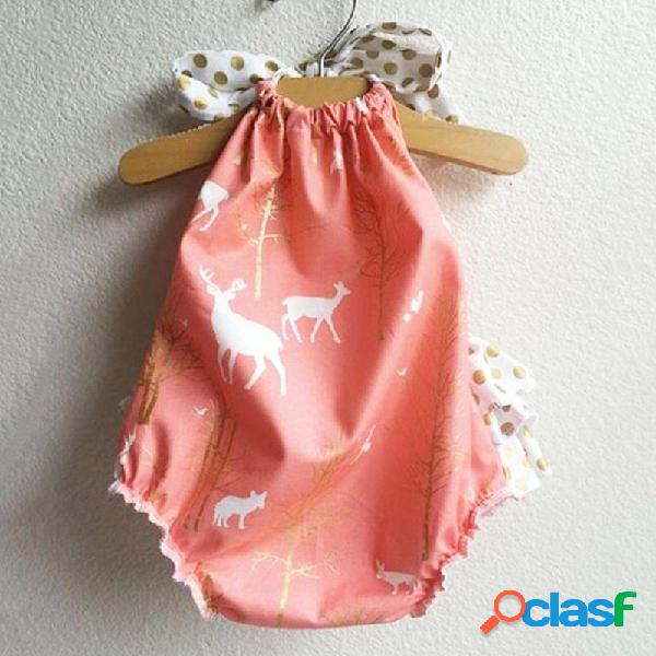Deer Padrão Strap Girls Summer Style Romper Jumpsuit Para