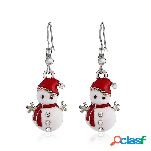 Doce Brincos de Gota de Ouvido Vermelho Boneco de Neve de