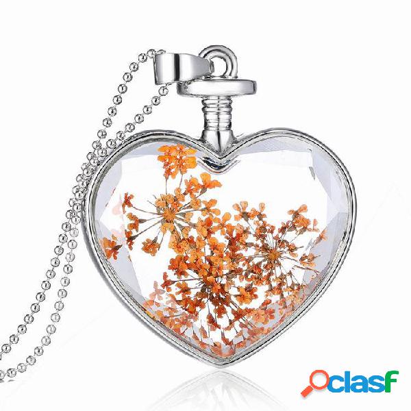 Doce Natural Flores Secas Dentro De Cristal Coração