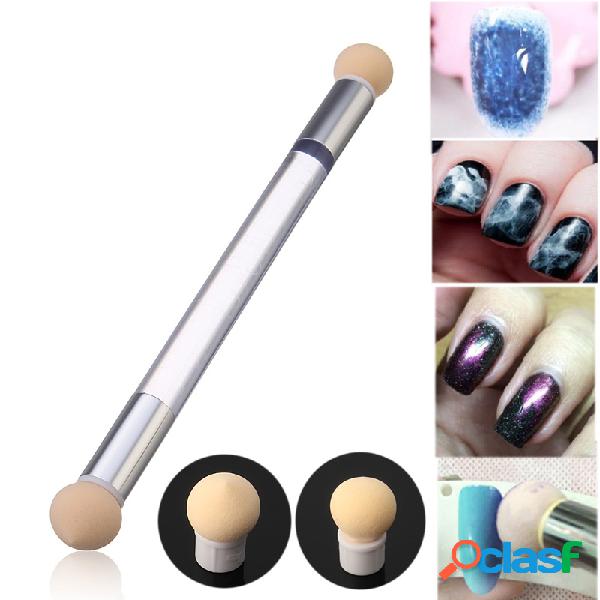 Dupla cabeça Nail Art Esponja Pen Phototherapy Stippling