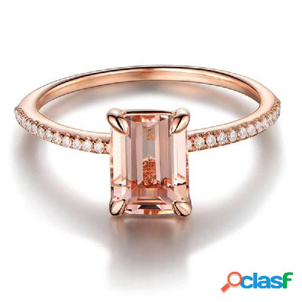 Elegante Anel de Dedo de Ouro Rosa 18 K Zircão Simples