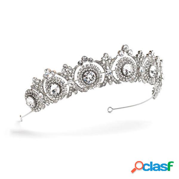 Elegante Elástico de cabelo Prata Crown Rhinestone