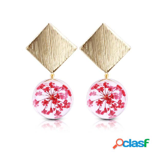 Elegante para sempre flor Brincos bola de vidro gota de flor