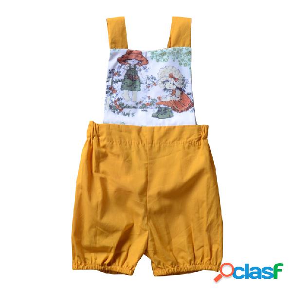 Estilo country amarelo sem encosto bebê romper verão para