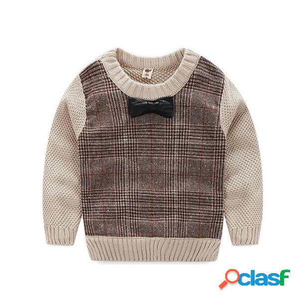 Estilo formal Primavera Outono Tricô Meninos Camisolas para