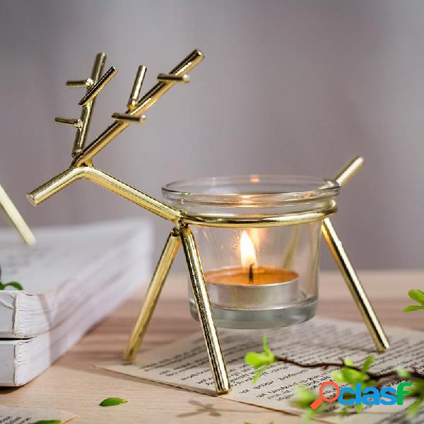 Ferro De Natal Elk Tealight Suporte De Vela Castiçal