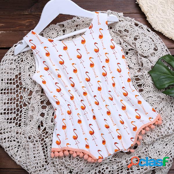 Flamingo Padrão Macacão sem mangas para meninas 0-24M