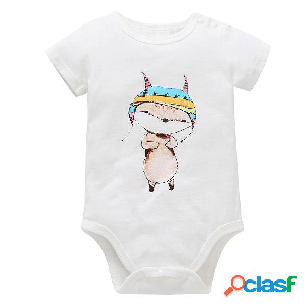 Fox bonito impresso algodão confortável Romper do bebê