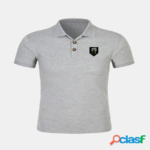 Golfe de manga curta de estilo simples e fino de cor sólida