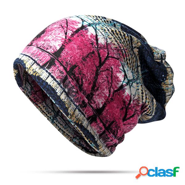 Gorro Grosso Quente de Veludo Estampa Colorida Utilização