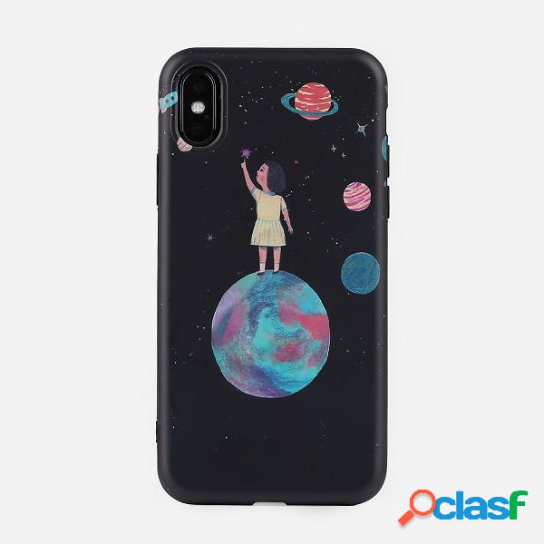 Homem Unisex Multicolorido Starry Planet Padrão Preto TPU