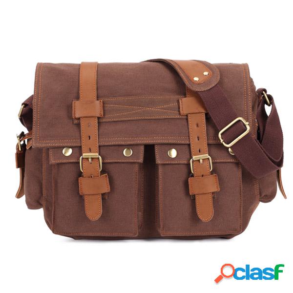 Homens Canvas Microfibric Couro Casual Outdoor Messenger