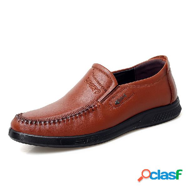 Homens Confortável Moc Toe Soft Deslizamento Único Em
