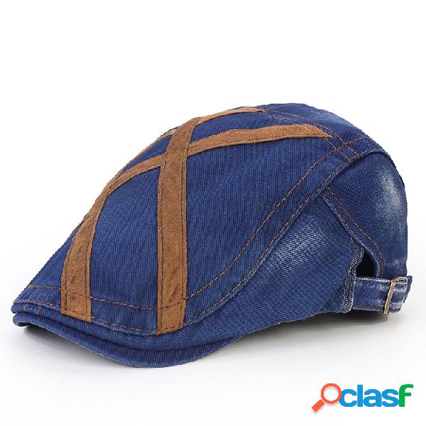 Homens Denim Lavar Beret Cap Linha Casual Outdoor Sun Visor