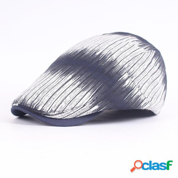 Homens Mulheres Retro Algodão Stripe Boina Cap Casual