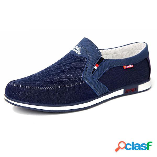 Homens Old Peking Canvas respirável antiderrapante Slip On