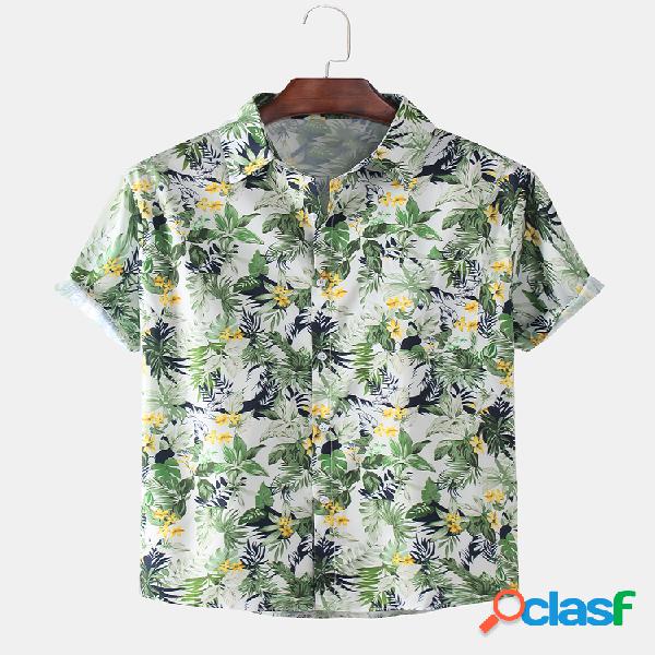 Homens Planta Estampa floral Praia Casual Camisa