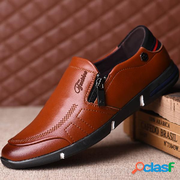 Homens Side Zipper Confortável Soft Sole Slip On Casual