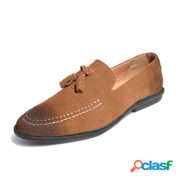 Homens Tassel Decoração Apontou Toe Elegante Deslizamento