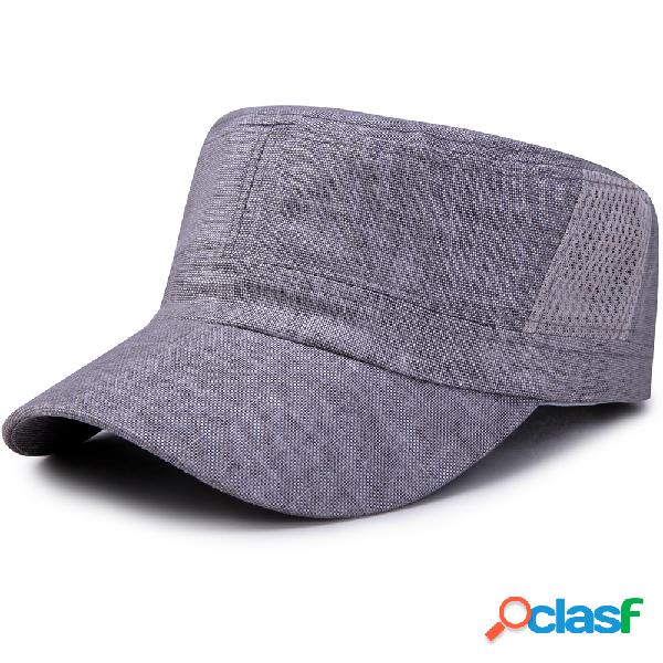 Homens Wide Brim Flat Cap Respirável Ajustável Algodão