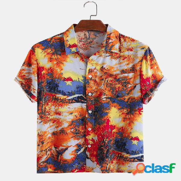 Homens abstratos tie-dye impresso feriado casual Camisa