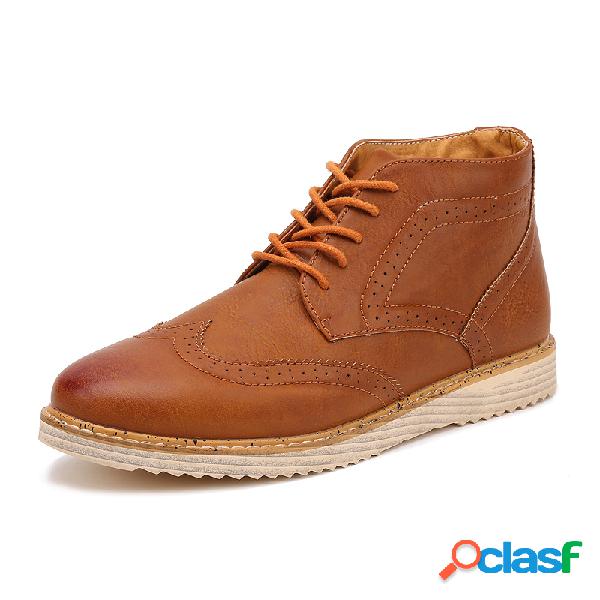 Homens esculpidas antiderrapante Brogue Soft Casual botas de