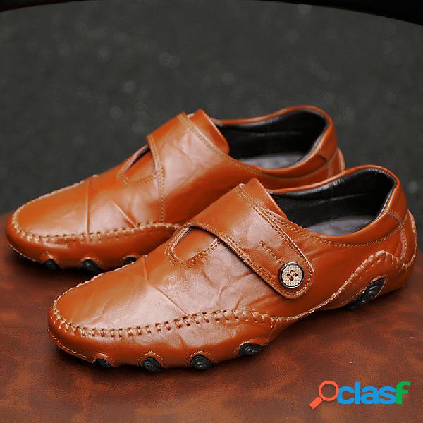 Homens mão costura couro antiderrapante sapatos de