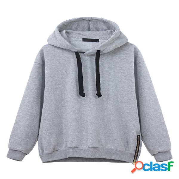Hoodies ocasionais da luva longa jaqueta de moleton bordada