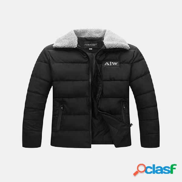 Inverno Thicken Warm Fleece Collar jaqueta de puffer Slim
