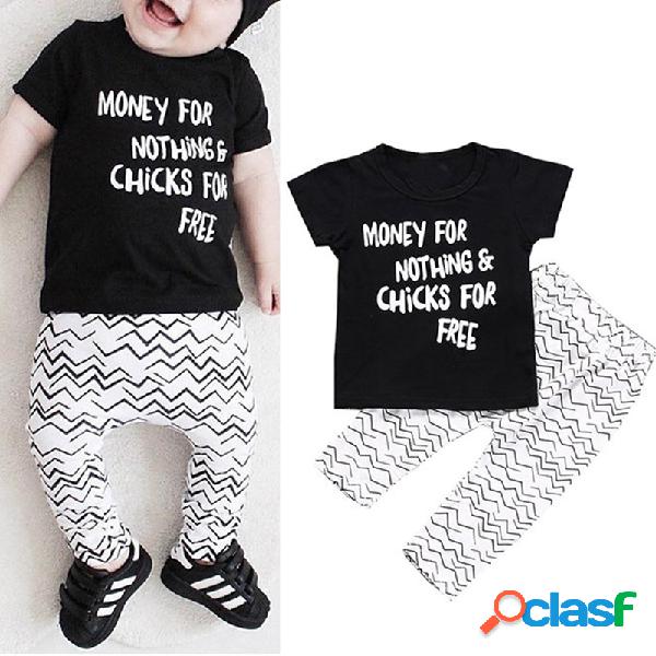 Letras engraçadas Unisex bebê verão roupas conjunto para